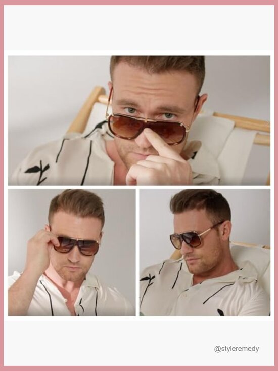 Retro Square Sunglasses with UV400 Protection, Golden Tone Metal Frame main image 7